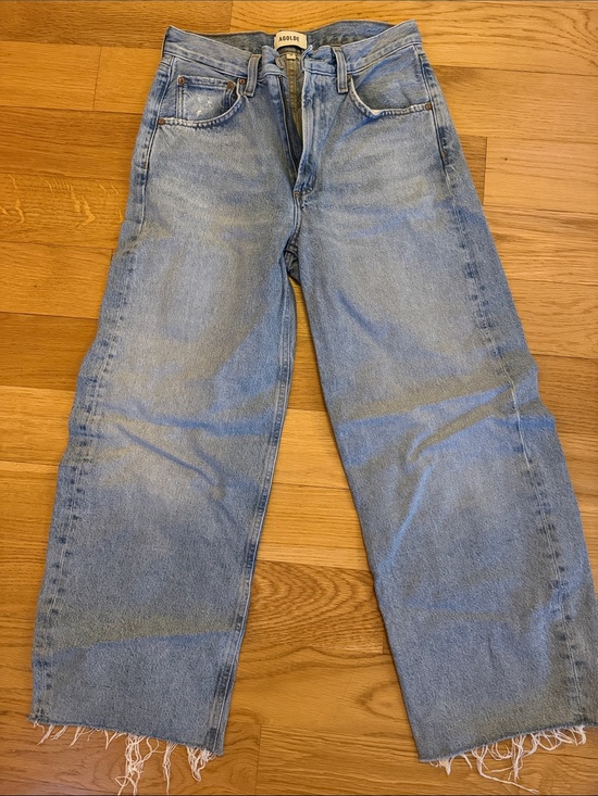 Agolde Denim - Agolde Light Wash Relaxed Straight Jeans - Low Curve Fray